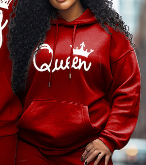Big & Tall Red Graphic Hoodie Sweatpants Set for big men view 5