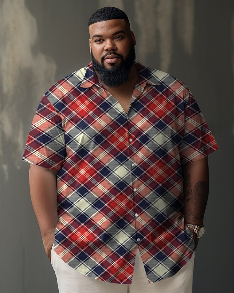 Big & Tall Colorblock Plaid Business Casual Jeans for big men