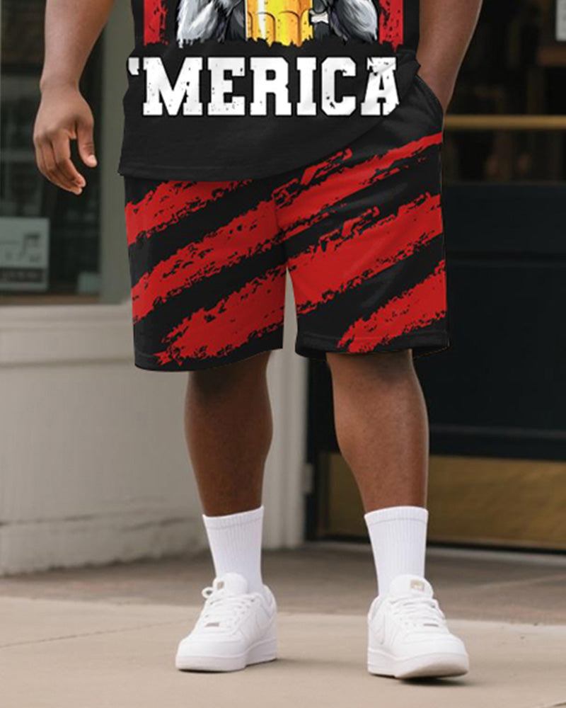 Big & Tall Graphic T-Shirt Shorts Set for big men view 3