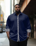 Big & Tall Geometric Plaid Long Sleeve Shirt for big men