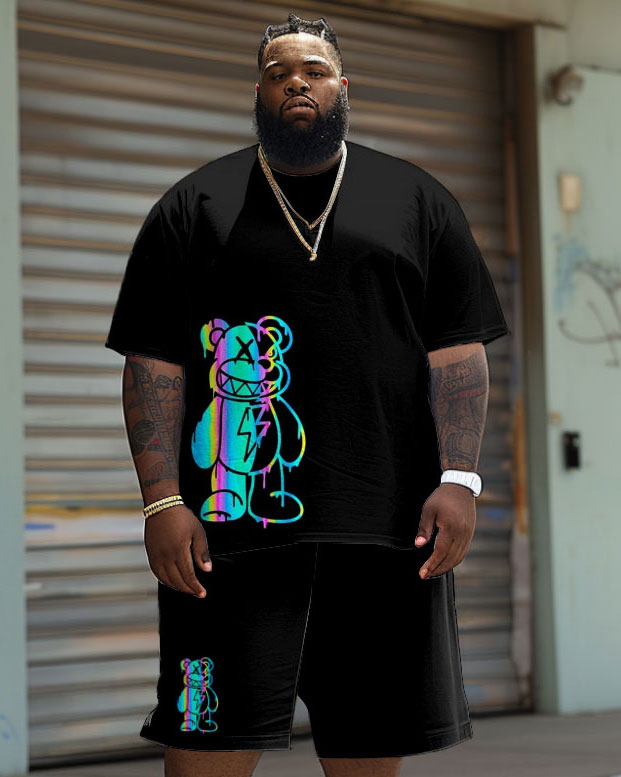 Big & Tall Graphic T-Shirt Shorts Set for big men view 1