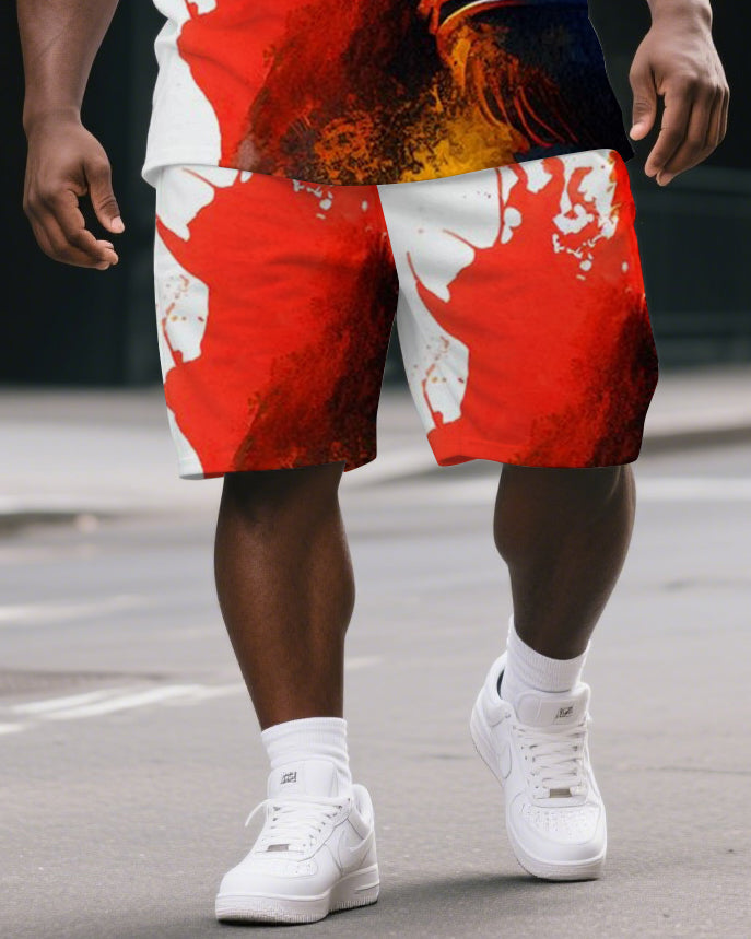 Big & Tall Graphic T-Shirt Shorts Set for big men view 3