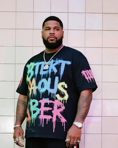 Big & Tall Graffiti Streetwear Two-piece Set for big men view 2