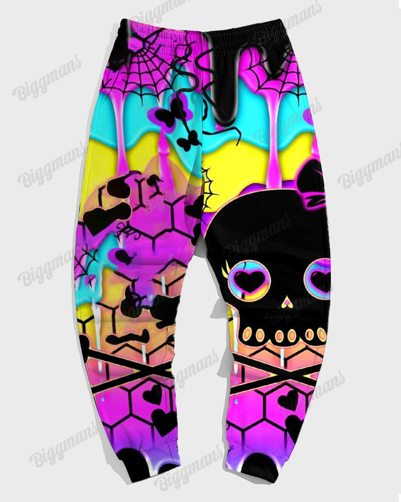 Big & Tall Skull Hoodie Sweatpants Set for big men view 4