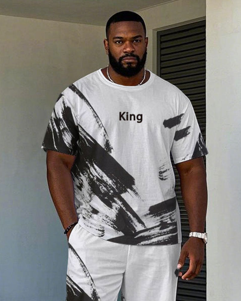 Big & Tall Graphic Streetwear T-Shirt Pants Set for big men view 2