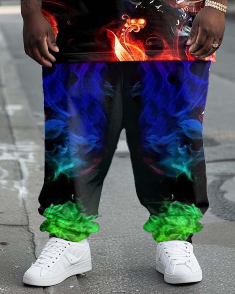 Big & Tall Graphic Streetwear Skull T-Shirt Pants Set for big men view 3