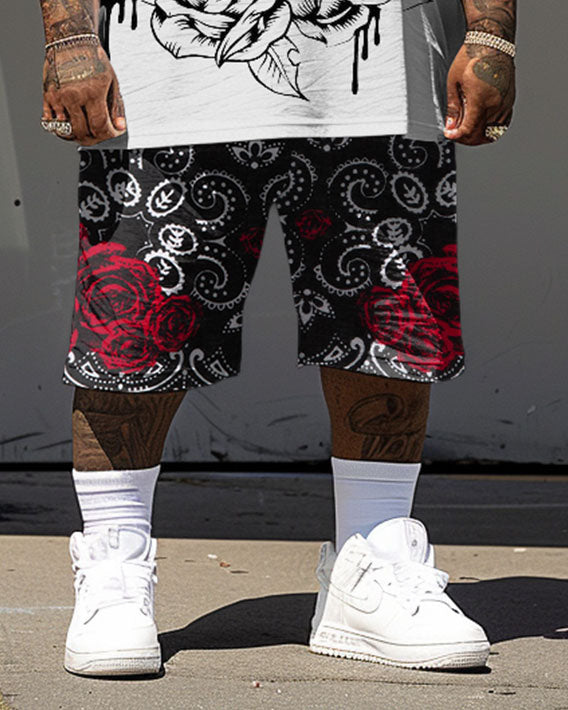 Big & Tall Graphic Streetwear T-Shirt Shorts Set for big men view 3