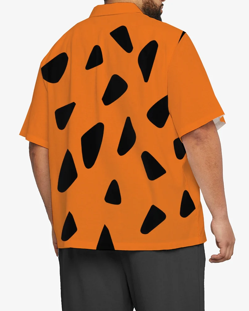 Big & Tall Orange Graphic Vintage T-Shirt Shorts Set for big men view 4