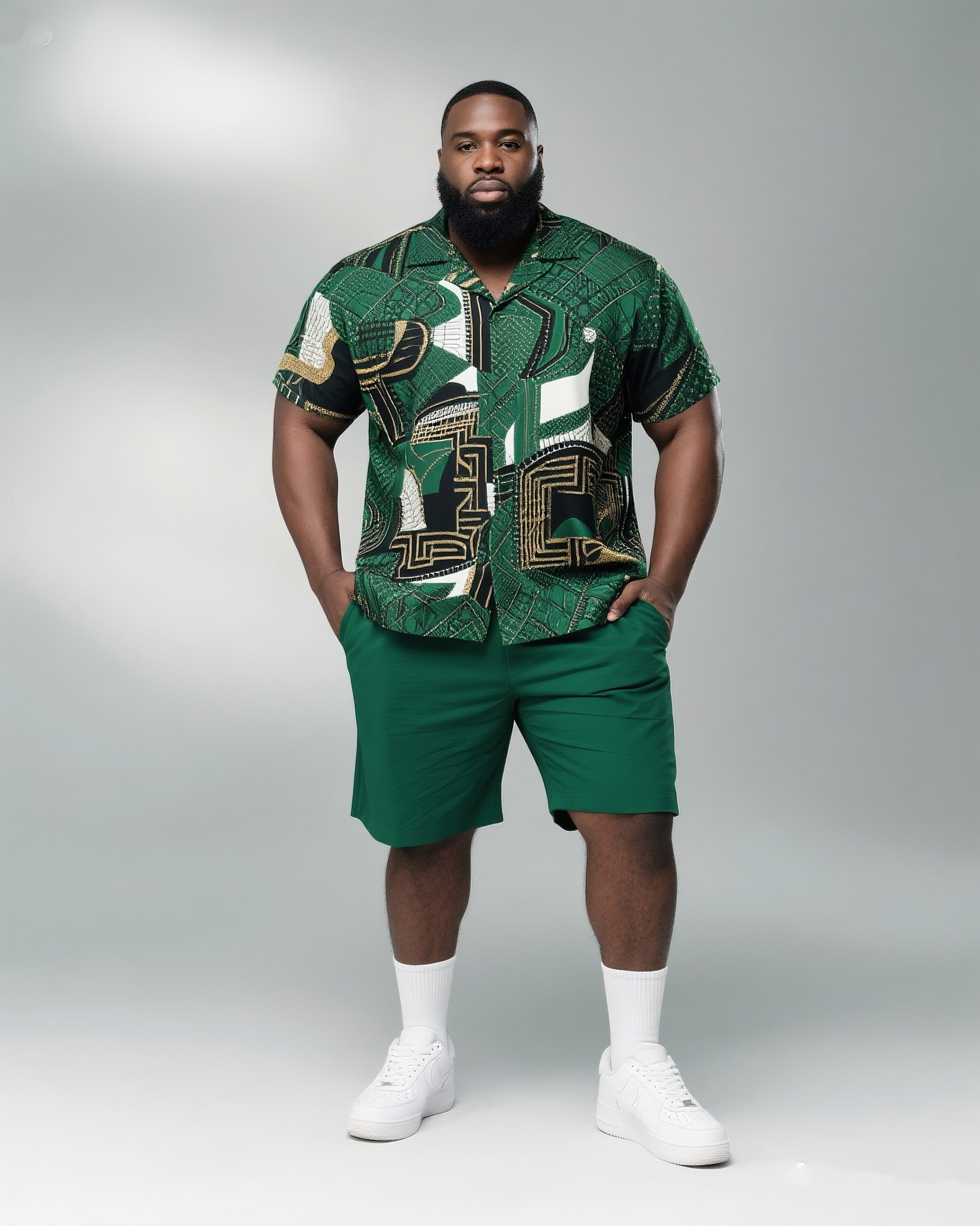 Big & Tall Graphic T-Shirt Shorts Set for big men view 1