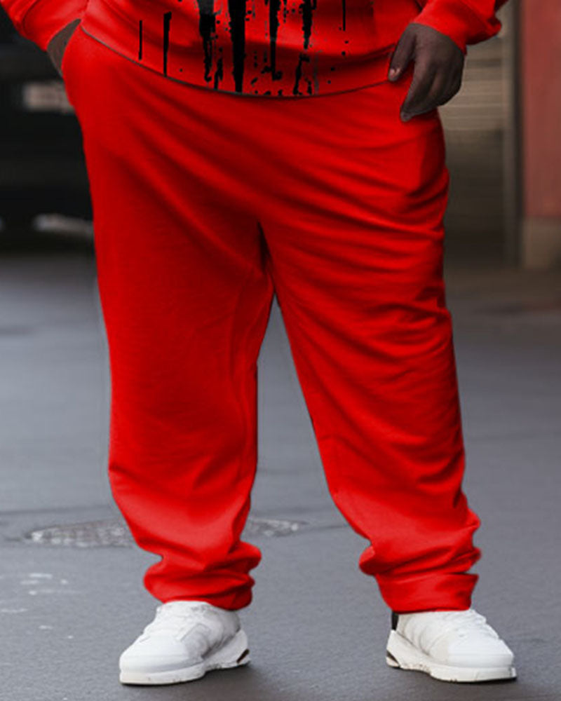 Big & Tall Colorblock Skull Hoodie Sweatpants Set for big men view 3