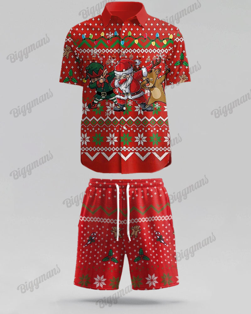 Big & Tall Red Graphic T-Shirt Shorts Set for big men view 5