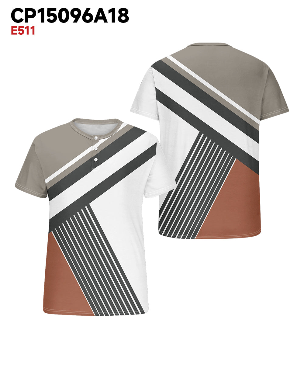 Big & Tall Gray Striped Patchwork T-Shirt for big men view 3