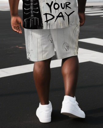 Big & Tall Graphic T-Shirt Shorts Set for big men view 3