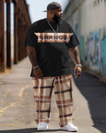 Big & Tall Plaid Streetwear Two-piece Set for big men view 1