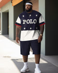 Big & Tall Colorblock Graphic Two-piece Set for big men view 1