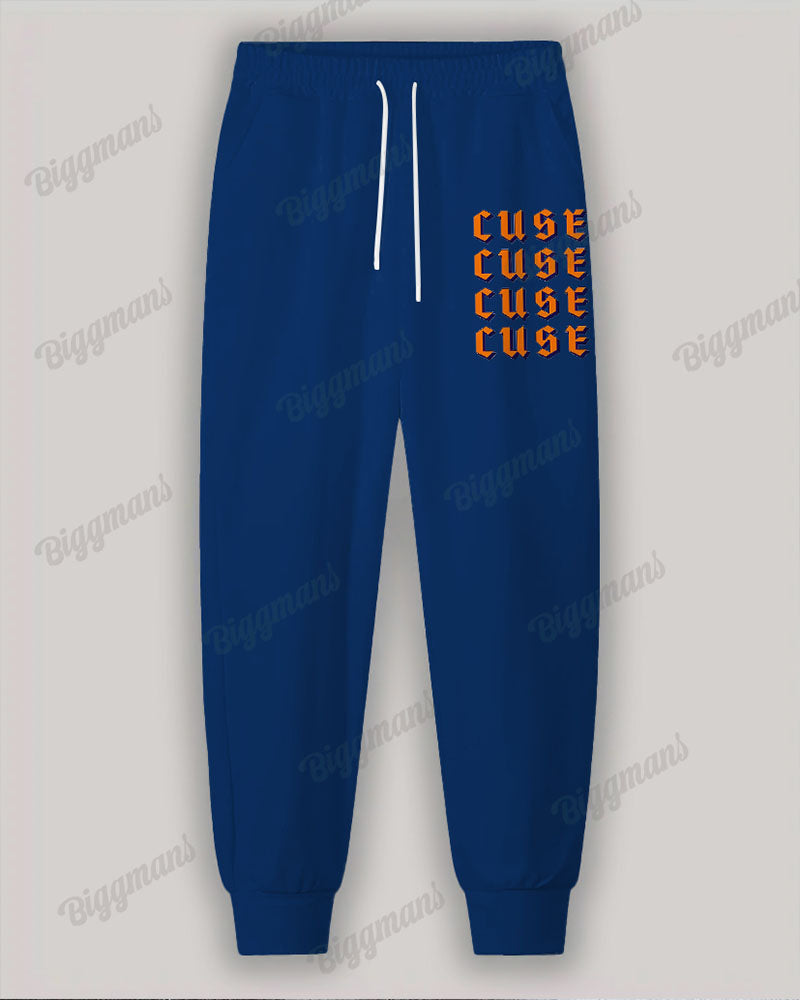 Big & Tall Blue Graphic Hoodie Sweatpants Set for big men view 4