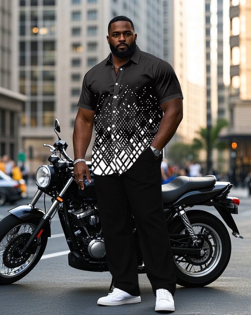 Big & Tall Gradient Geometric T-Shirt Pants Set for big men view 1