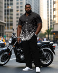 Big & Tall Gradient Geometric T-Shirt Pants Set for big men view 1
