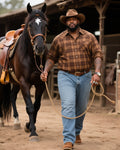 Big & Tall Brown Western Denim Jeans for big men view 1