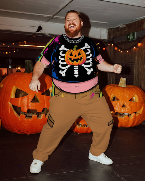 Big & Tall Skull T-Shirt Pants Set for big men view 1