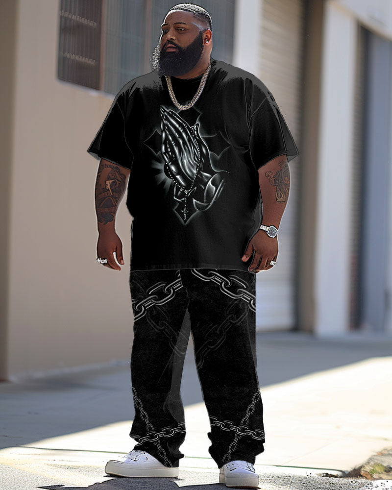 Big & Tall Graphic Streetwear T-Shirt Pants Set for big men view 1