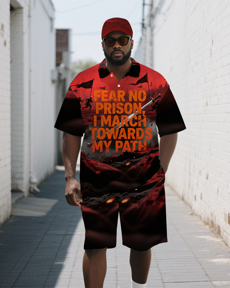 Big & Tall Graphic Graffiti Polo Shorts Set for big men view 1