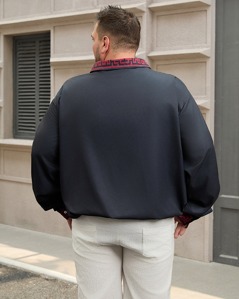 Big & Tall Business Casual Streetwear Shirt Pants Set for big men view 2