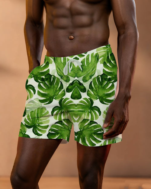 Big & Tall Brown Green Hawaiian Shorts for big men