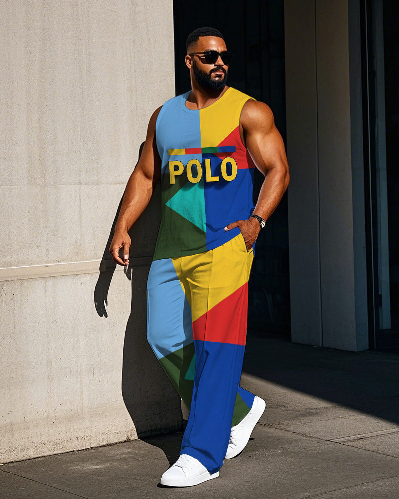 Big & Tall Graphic Vest Pants Set for big men view 1