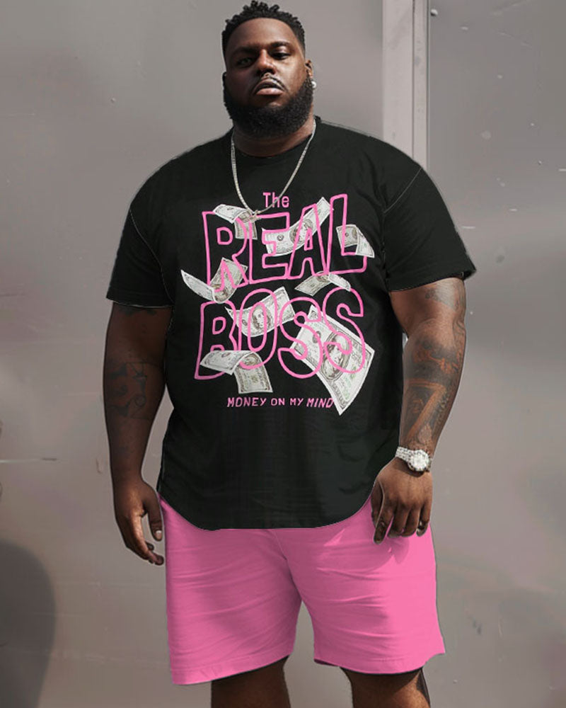 Big & Tall Graphic Graffiti T-Shirt Shorts Set for big men view 1