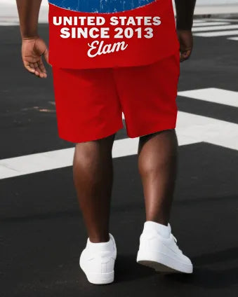 Big & Tall Graphic T-Shirt Shorts Set for big men view 3