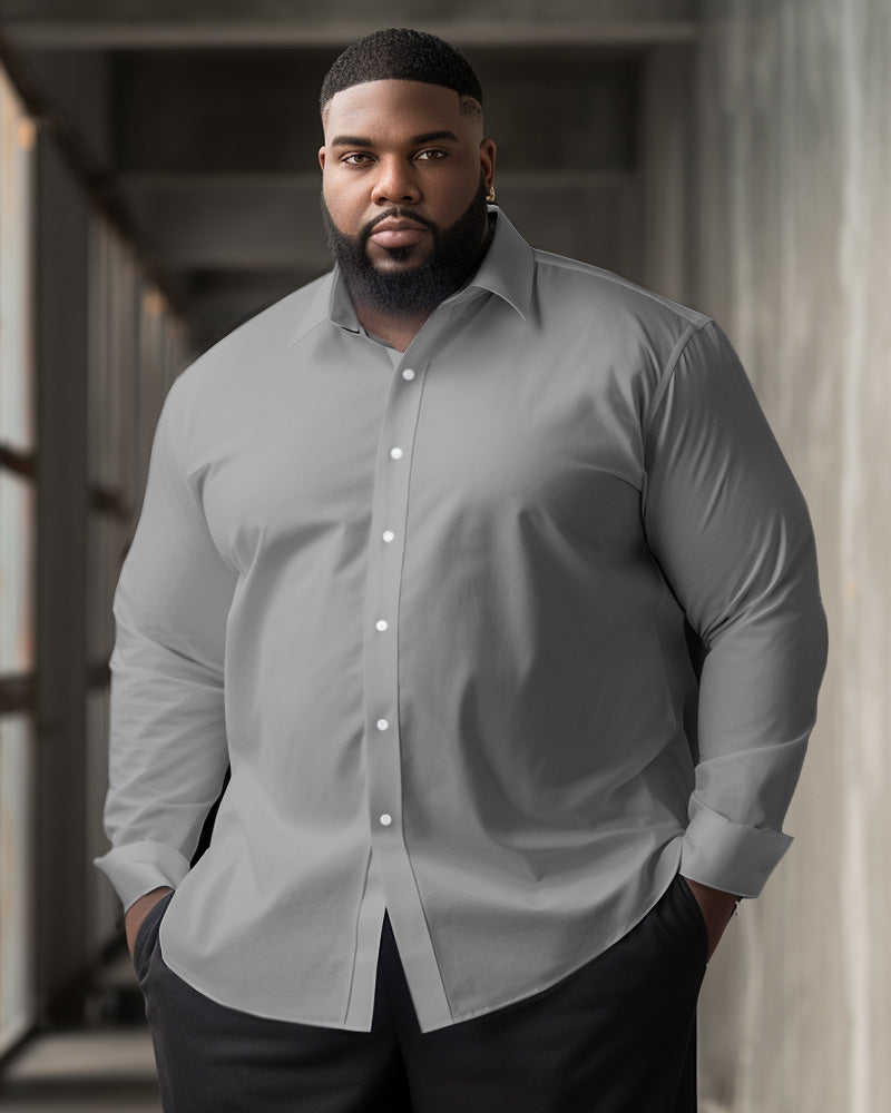 Big & Tall Solid Color Long Sleeve Shirt for big men view 9