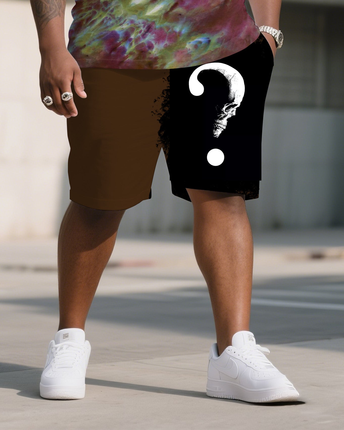 Big & Tall Graphic T-Shirt Shorts Set for big men view 3