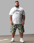 Big & Tall Graphic Camouflage T-Shirt Shorts Set for big men view 1