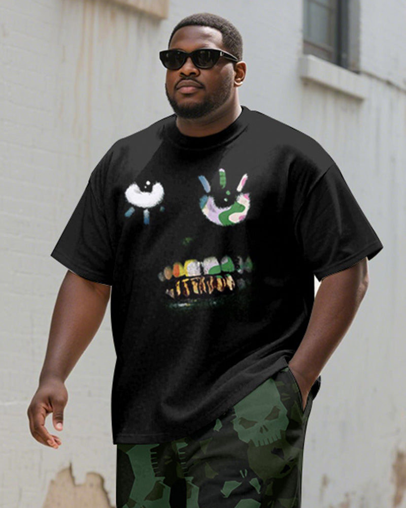 Big & Tall Graphic Graffiti T-Shirt Shorts Set for big men view 2