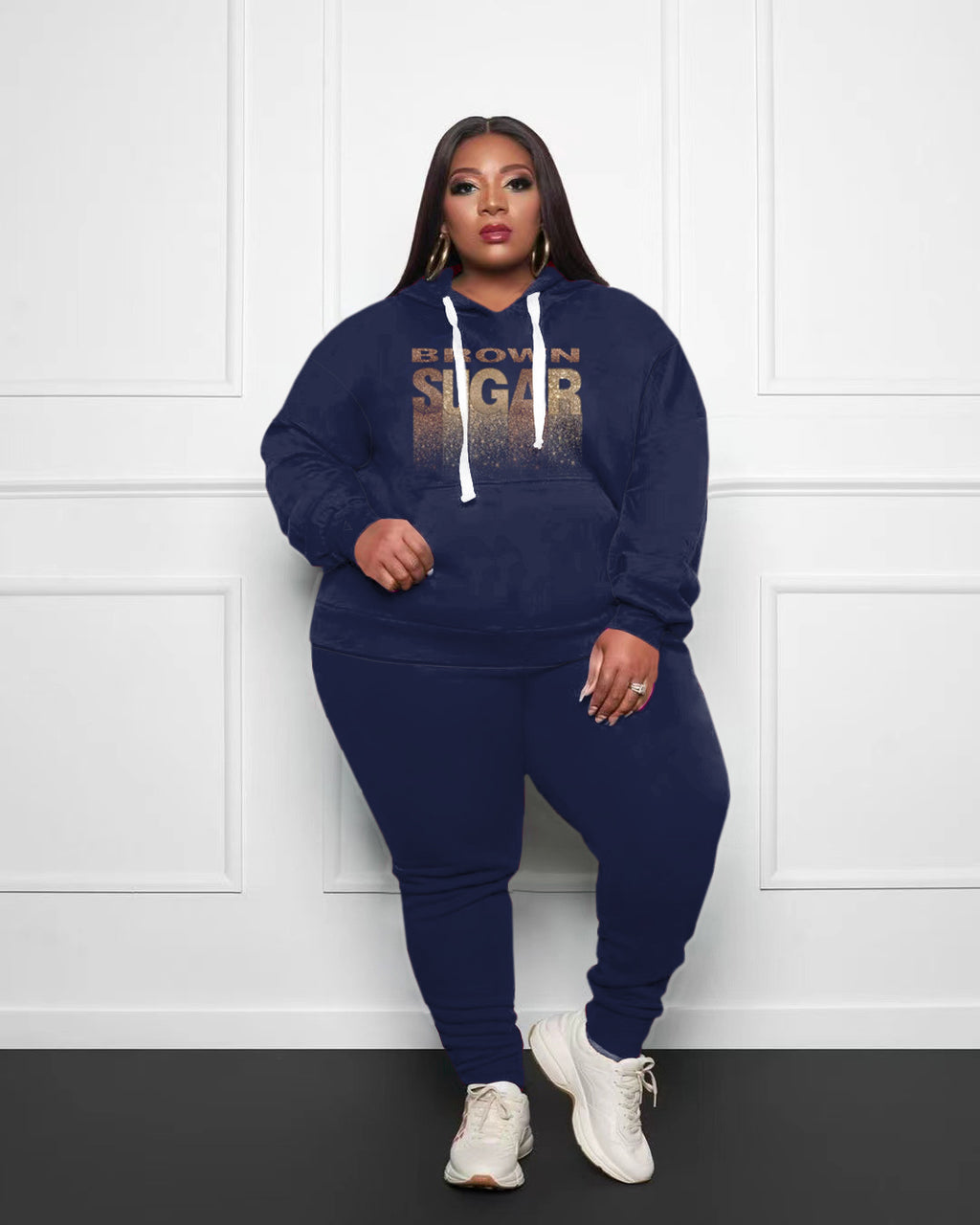 Big & Tall Brown Hoodie Sweatpants Set for big men view 1