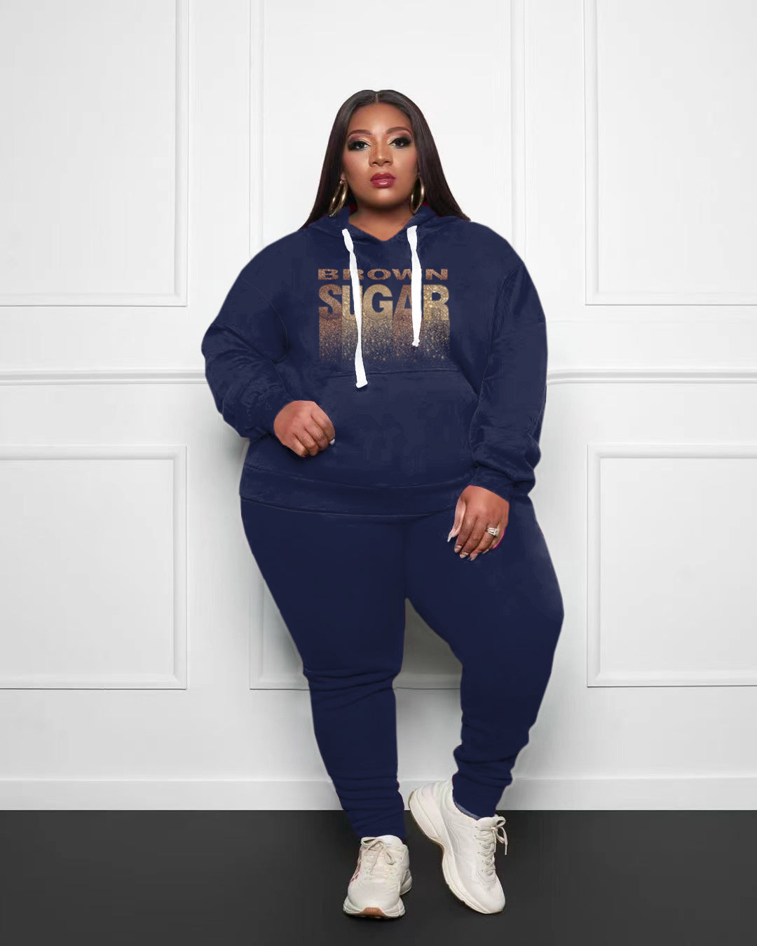 Big & Tall Brown Hoodie Sweatpants Set for big men view 1