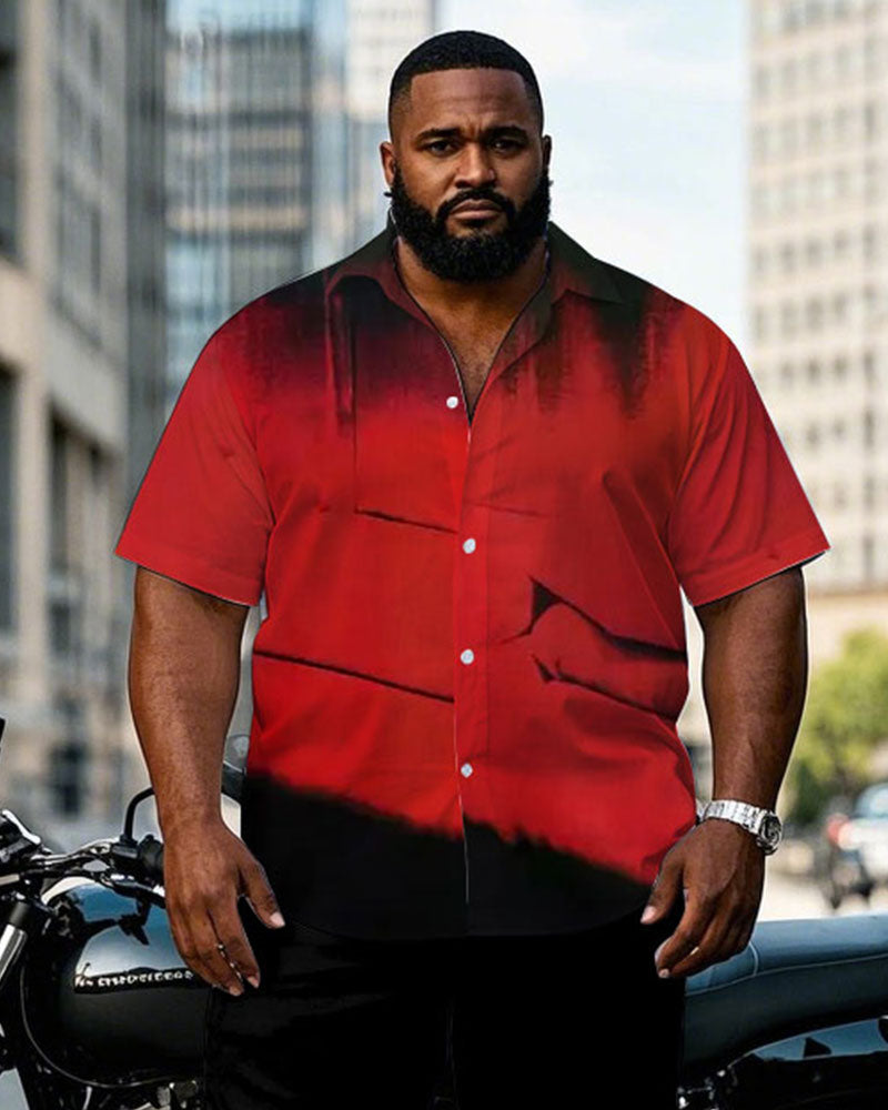 Big & Tall Black Red Splash Ink T-Shirt Pants Set for big men view 2