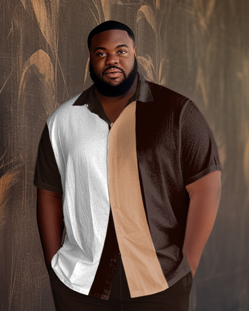 Big & Tall Gradient Shirt Shorts Set for big men view 2