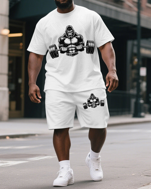 Big & Tall Graphic Streetwear T-Shirt Shorts Set for big men view 1