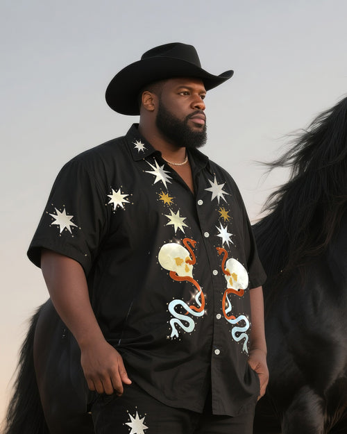 Big & Tall Western Skull T-Shirt Pants Set for big men view 2