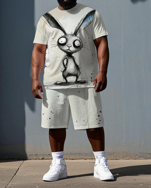 Big & Tall Graphic T-Shirt Shorts Set for big men view 1