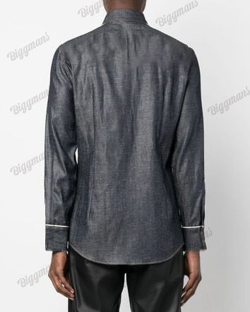 Big & Tall Black Red Western Long Sleeve Shirt for big men view 3