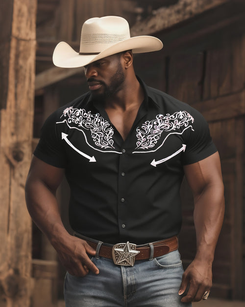 Big & Tall Western Short Sleeve Shirt for big men view 1