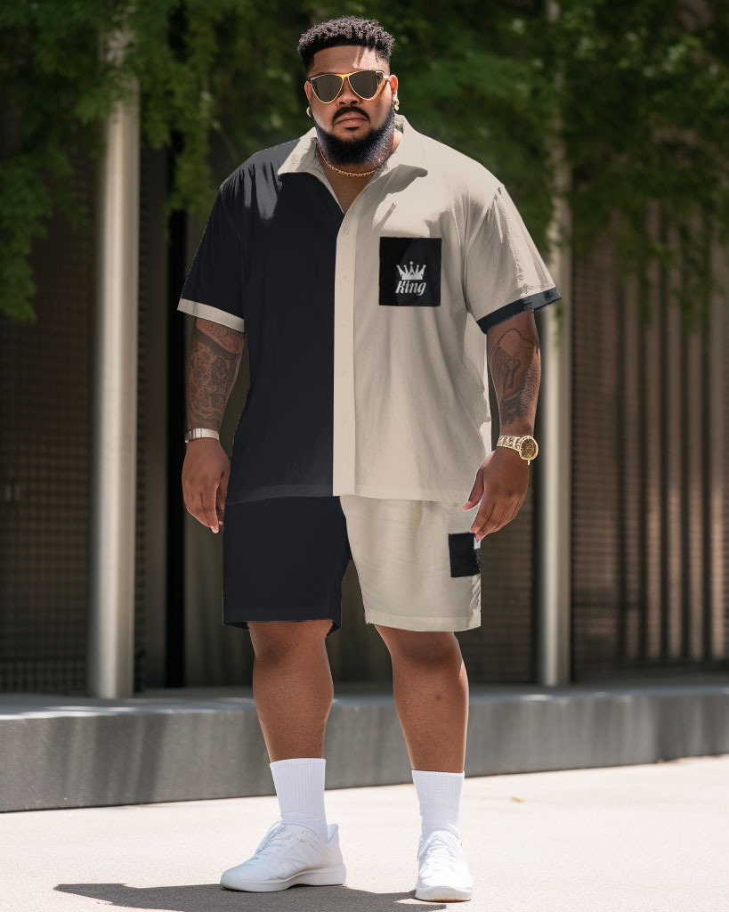 Big & Tall Streetwear T-Shirt Shorts Set for big men view 1