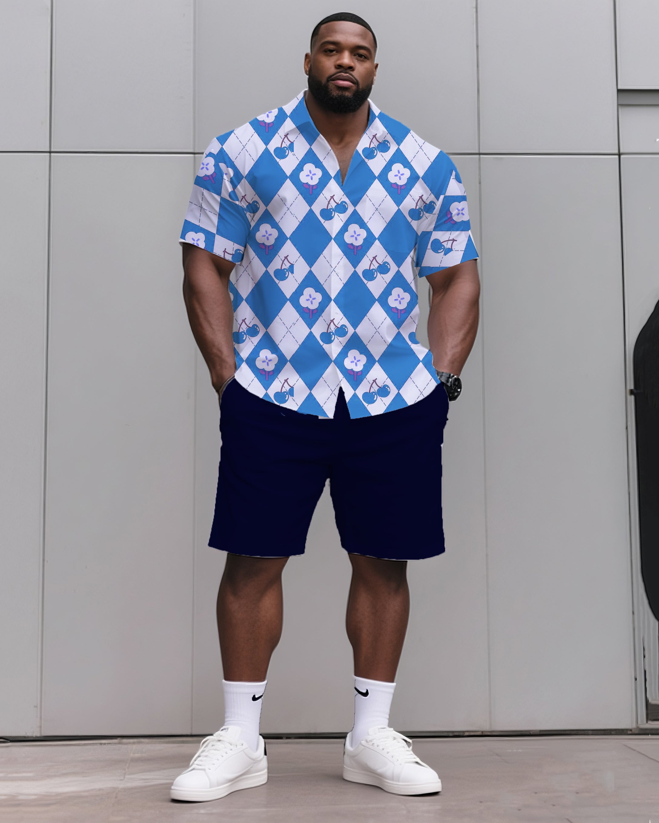 Big & Tall Graphic T-Shirt Shorts Set for big men view 2