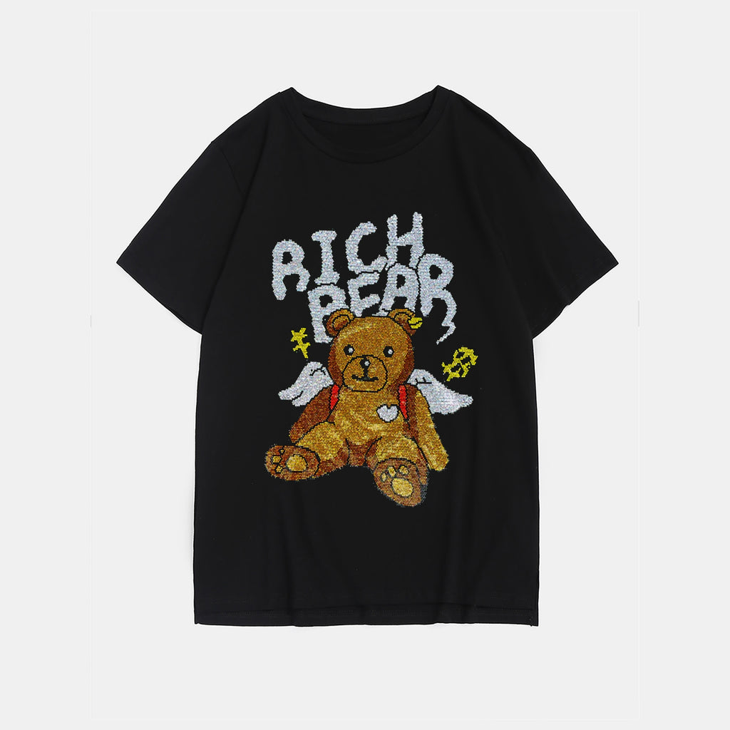 Big & Tall Black Graphic Streetwear T-Shirt for big men view 2