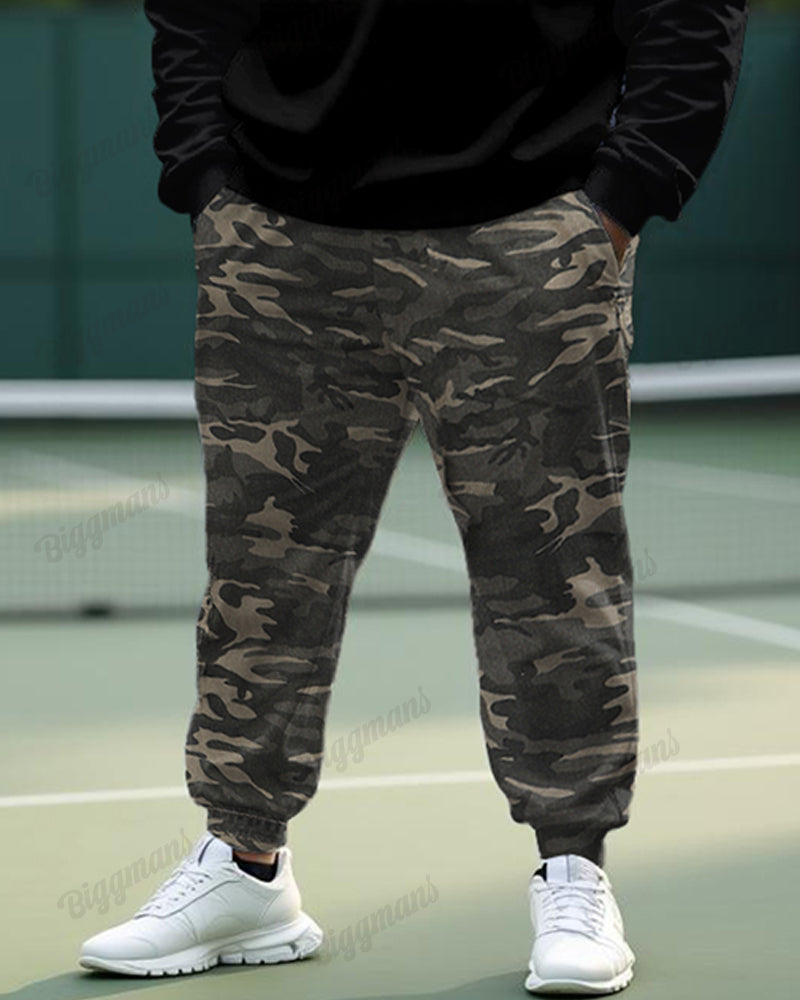 Big & Tall Camouflage Hoodie Sweatpants Set for big men view 4