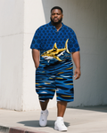 Big & Tall Graffiti Streetwear Polo Shorts Set for big men view 1