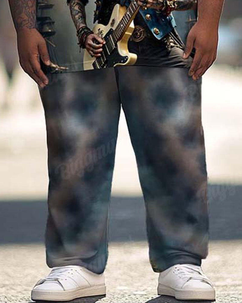 Big & Tall Graphic Graffiti T-Shirt Pants Set for big men view 3